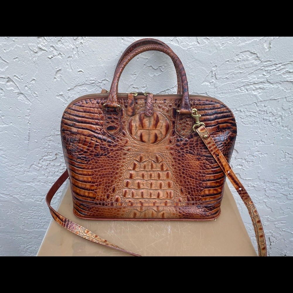 Brahmin croco embossed satchel crossbody bag